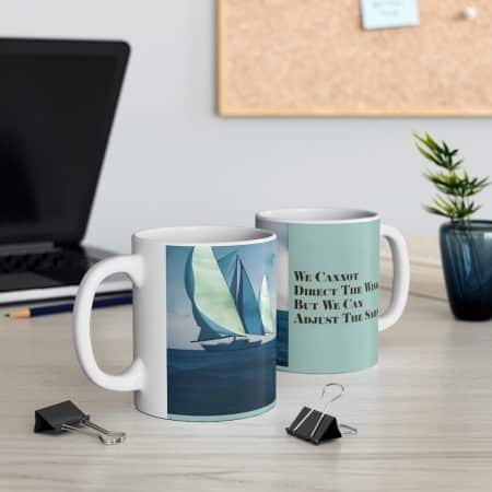 Mastering Life's Currents: Embrace Adaptability with 'Adjust the Sails' Mug
