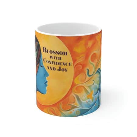Blossom with Confidence and Joy Ceramic Mug - Vibrant Floral Design