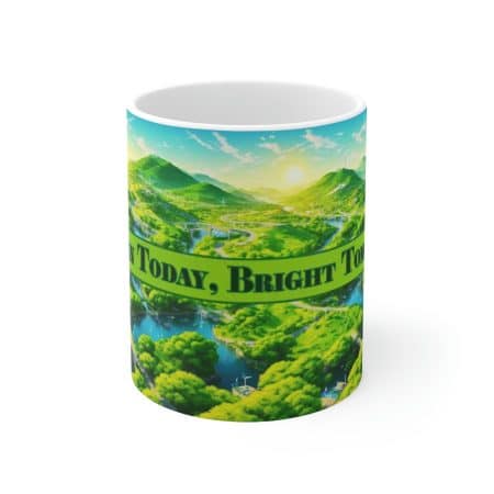 Ceramic Mug with Green Energy Saying - Sustainable and Convenient