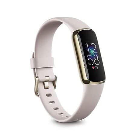 Fitbit Luxe Tracker: Stress, Sleep & 24/7 Heart Rate - Lunar White/Gold Steel 1 Count