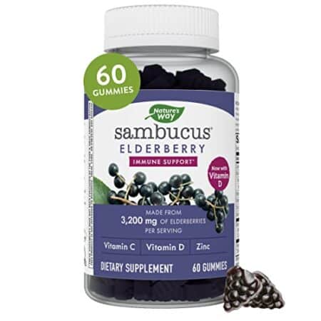 Elderberry Gummies: Vitamin C, D, Zinc - Immune Support 60 Count