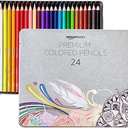 Premium Colored Pencils By Amazon Basics - 24 Pack Soft Core