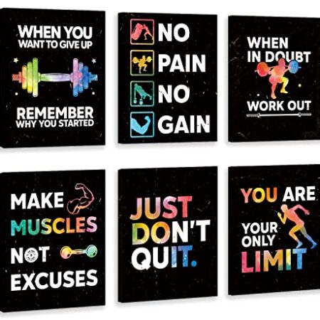 Motivational Gym Wall Art Set - Six Inspirational Workout Posters