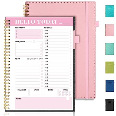 Undated B5 Daily Planner: 160 Page Hourly Schedule PU Leather
