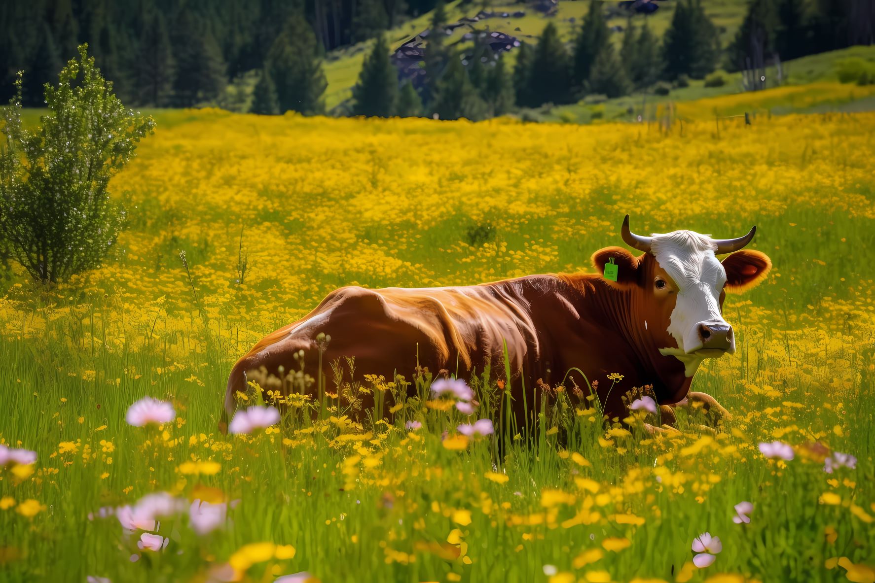 Contented Cow in pasture
