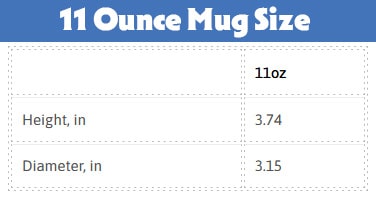 11 Ounce Mug Size Chart