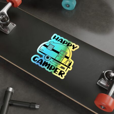 Happy Camper Holographic Stickers - Die Cut In Five Sizes
