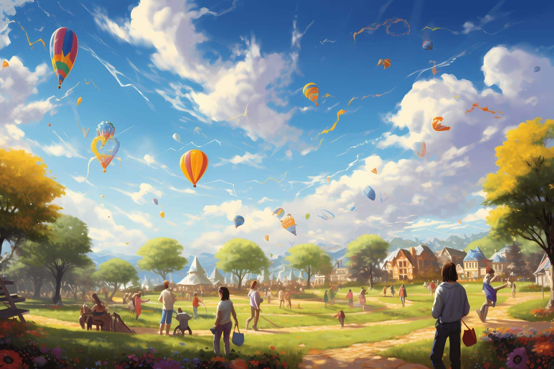 Balloons in the air on a beautiful day