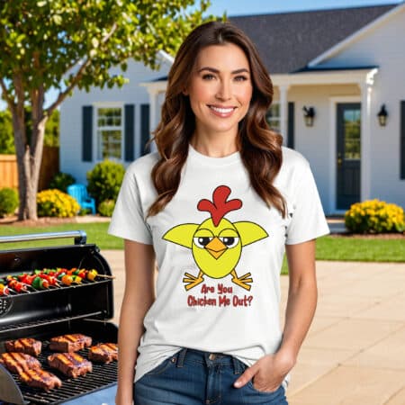 Funny Cartoon Chicken T-Shirt - Are You Chicken Me Out?